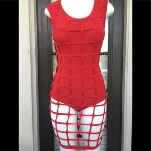 Sexy red cut out body suit dress size S